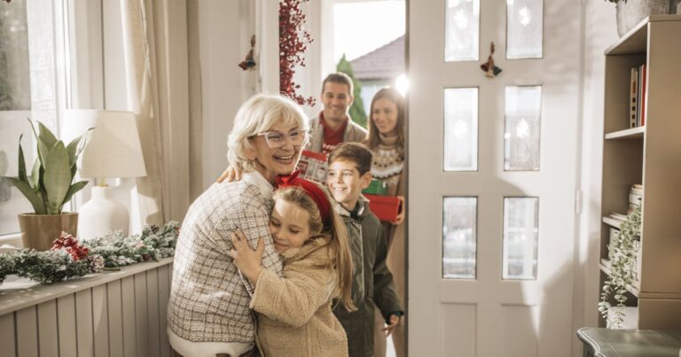 grandparents welcoming grandchildren parents