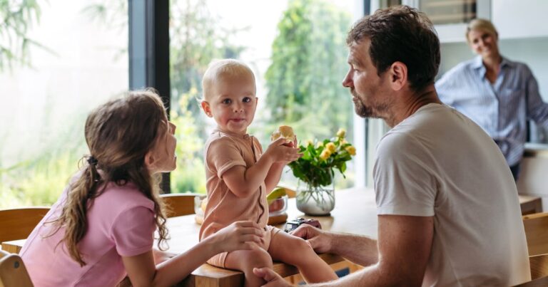 young family sitting in